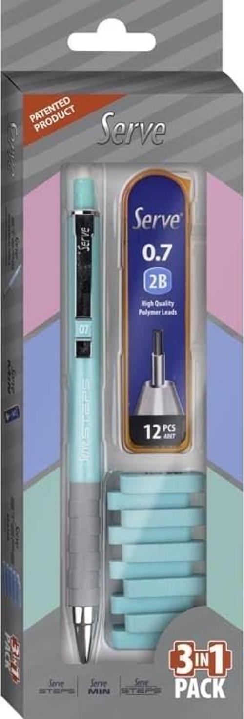 Steps Versatil Kalem 0.7 mm + Min + Silgi 3'lü Set Nane Yeşili