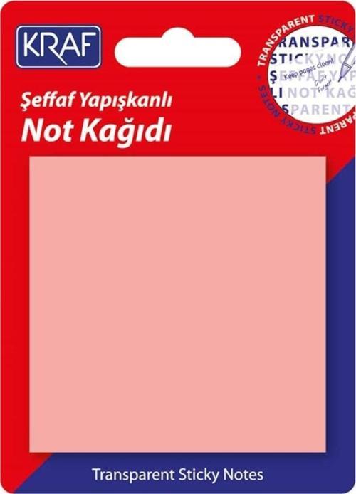 Yapışkanlı Şeffaf Not Kağıdı 76x76 mm 50 yp Transparan Pembe