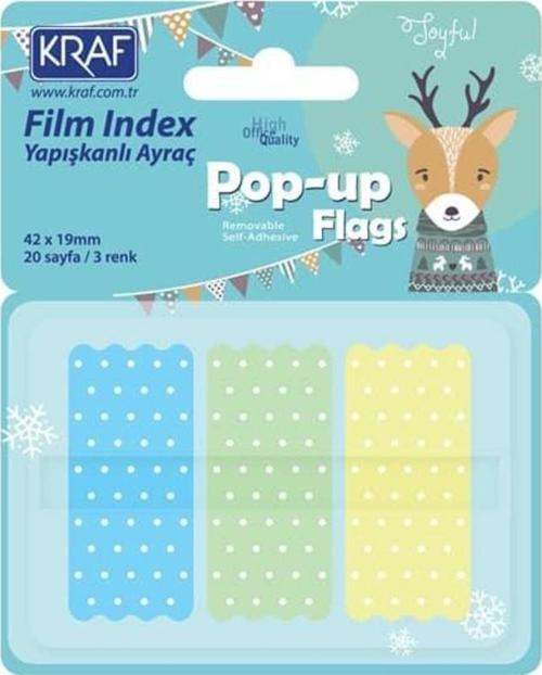Index Film (PP) Pop-Up 3 Renk x 20 yp 42x19 mm Pastel Puantiyeli 4219-2