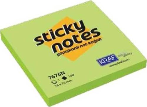 Yapışkanlı Not Kağıdı 76x76 mm 100 yp Neon Yeşil 7676N-GN