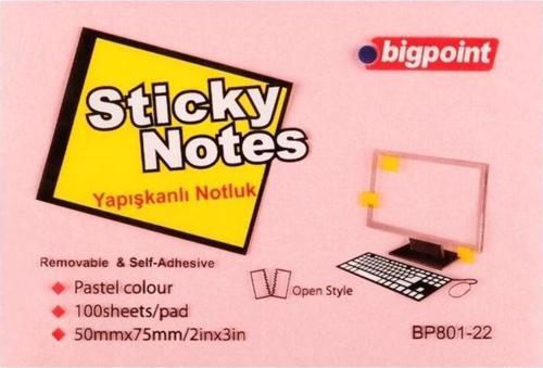 Yapışkanlı Not Kağıdı 75x50mm Pembe