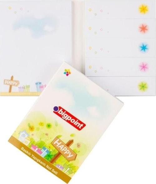 Yapışkanlı Not Kağıtları Seti Happy Baskılı