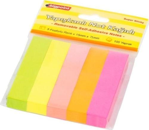 Yapışkanlı Not Kağıdı 5 Neon Renk 15x75mm