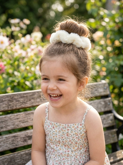 Çocuk/Genç/Kadın Yumuşak Peluş Scrunchie Lastik Saç Tokası - Pastel Renk Şirin Günlük/Okul Tokası