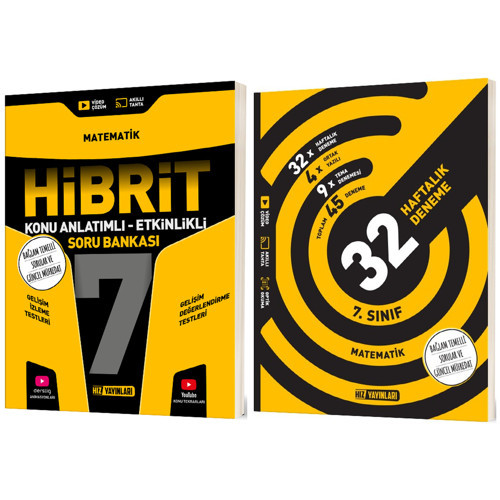 Hız 2027 7. Sınıf Matematik Hibrit - Konu Anlatımlı Soru Bankası + 32 Haftalık Kazanım Denemeleri Seti 2 Kitap Maarif Mo