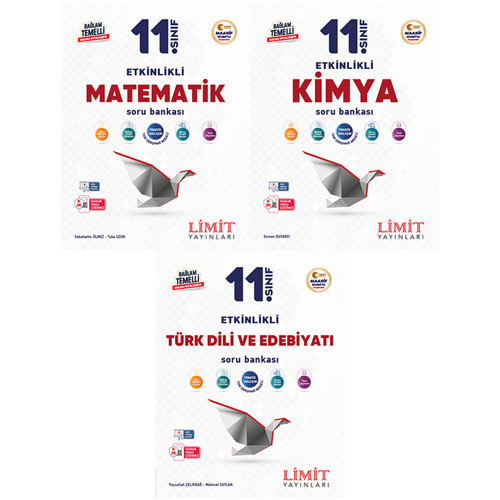 Limit 2027 11. Sınıf Matematik + Kimya + Türk Dili Ve Edebiyatı Soru Bankası Seti 3 Kitap Maarif Model