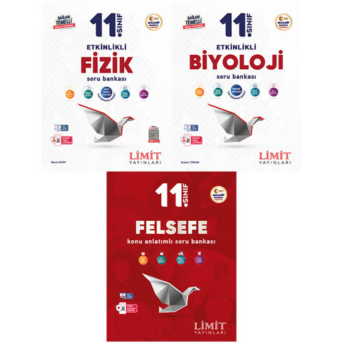 Limit 2027 11. Sınıf Fizik + Biyoloji + Felsefe Soru Bankası Seti 3 Kitap Maarif Model