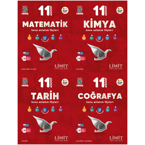 Limit 2027 11. Sınıf Matematik + Kimya + Tarih + Coğrafya Konu Anlatım Föyleri Seti 4 Kitap Maarif Model