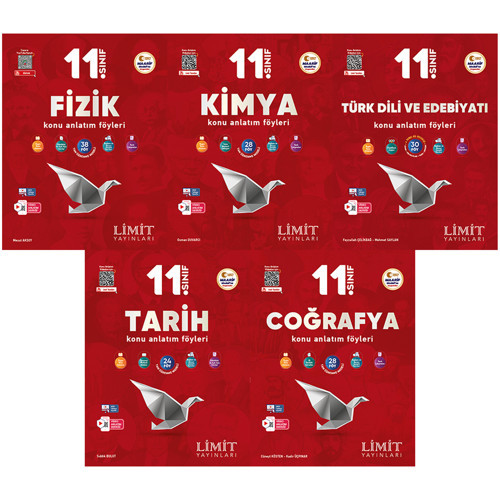 Limit 2027 11. Sınıf Fizik + Kimya + Türk Dili Ve Edebiyatı + Tarih + Coğrafya Konu Anlatım Föyleri Seti 5 Kitap Maarif