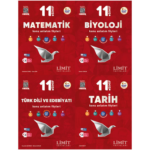 Limit 2027 11. Sınıf Matematik + Biyoloji + Türk Dili Ve Edebiyatı + Tarih Konu Anlatım Föyleri Seti 4 Kitap Maarif Mode