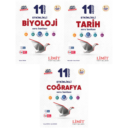 Limit 2027 11. Sınıf Biyoloji + Tarih + Coğrafya Soru Bankası Seti 3 Kitap Maarif Model