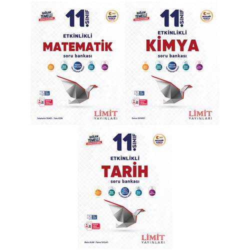 Limit 2027 11. Sınıf Matematik + Kimya + Tarih Soru Bankası Seti 3 Kitap Maarif Model