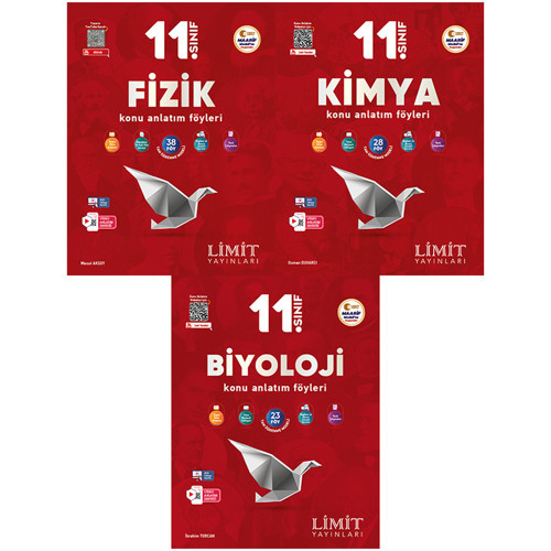 Limit 2027 11. Sınıf Fizik + Kimya + Biyoloji Konu Anlatım Föyleri Seti 3 Kitap Maarif Model