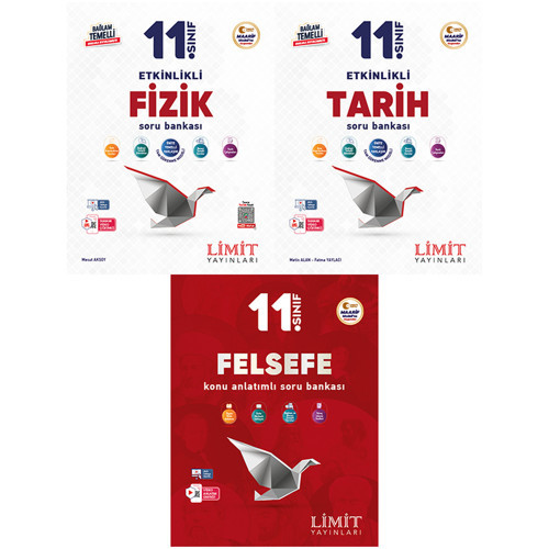 Limit 2027 11. Sınıf Fizik + Tarih + Felsefe Soru Bankası Seti 3 Kitap Maarif Model