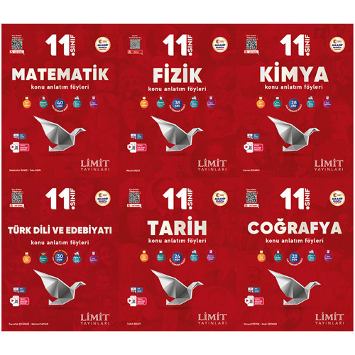 Limit 2027 11. Sınıf Matematik + Fizik + Kimya + Türk Dili Ve Edebiyatı + Tarih + Coğrafya Konu Anlatım Föyleri Seti 6 K