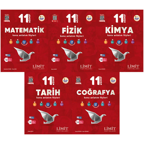 Limit 2027 11. Sınıf Matematik + Fizik + Kimya + Tarih + Coğrafya Konu Anlatım Föyleri Seti 5 Kitap Maarif Model