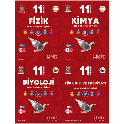 Limit 2027 11. Sınıf Fizik + Kimya + Biyoloji + Türk Dili Ve Edebiyatı Konu Anlatım Föyleri Seti 4 Kitap Maarif Model