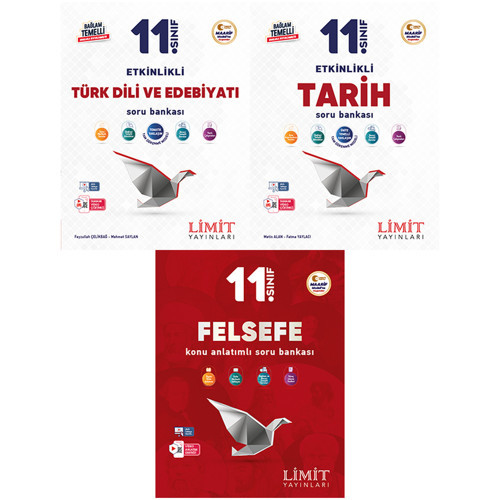 Limit 2027 11. Sınıf Türk Dili Ve Edebiyatı + Tarih + Felsefe Soru Bankası Seti 3 Kitap Maarif Model