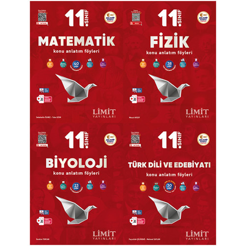 Limit 2027 11. Sınıf Matematik + Fizik + Biyoloji + Türk Dili Ve Edebiyatı Konu Anlatım Föyleri Seti 4 Kitap Maarif Mode