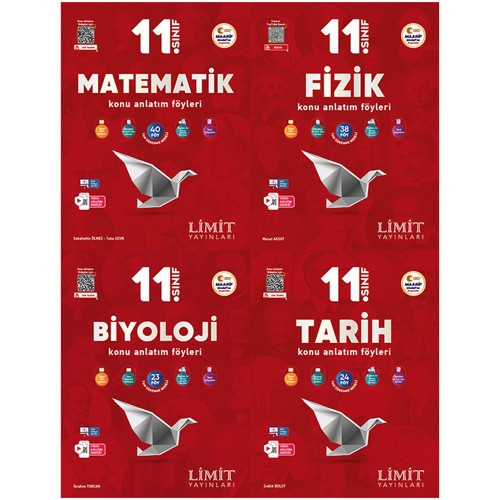 Limit 2027 11. Sınıf Matematik + Fizik + Biyoloji + Tarih Konu Anlatım Föyleri Seti 4 Kitap Maarif Model