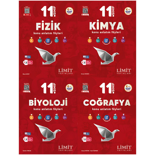 Limit 2027 11. Sınıf Fizik + Kimya + Biyoloji + Coğrafya Konu Anlatım Föyleri Seti 4 Kitap Maarif Model