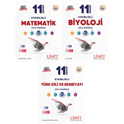 Limit 2027 11. Sınıf Matematik + Biyoloji + Türk Dili Ve Edebiyatı Soru Bankası Seti 3 Kitap Maarif Model