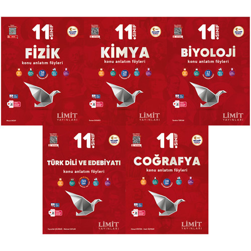 Limit 2027 11. Sınıf Fizik + Kimya + Biyoloji + Türk Dili Ve Edebiyatı + Coğrafya Konu Anlatım Föyleri Seti 5 Kitap Maar