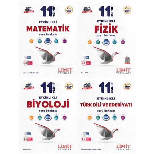 Limit 2027 11. Sınıf Matematik + Fizik + Biyoloji + Türk Dili Ve Edebiyatı Soru Bankası Seti 4 Kitap Maarif Model
