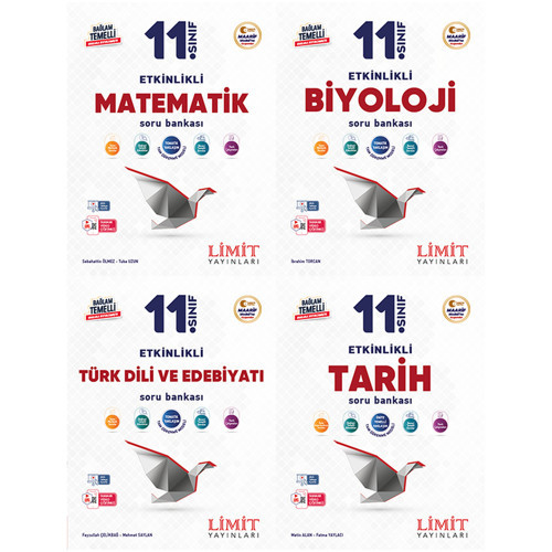 Limit 2027 11. Sınıf Matematik + Biyoloji + Türk Dili Ve Edebiyatı + Tarih Soru Bankası Seti 4 Kitap Maarif Model