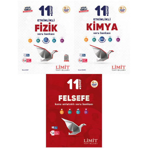 Limit 2027 11. Sınıf Fizik + Kimya + Felsefe Soru Bankası Seti 3 Kitap Maarif Model
