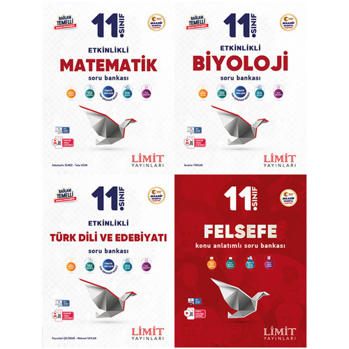 Limit 2027 11. Sınıf Matematik + Biyoloji + Türk Dili Ve Edebiyatı + Felsefe Soru Bankası Seti 4 Kitap Maarif Model