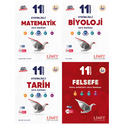 Limit 2027 11. Sınıf Matematik + Biyoloji + Tarih + Felsefe Soru Bankası Seti 4 Kitap Maarif Model