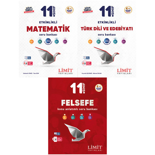 Limit 2027 11. Sınıf Matematik + Türk Dili Ve Edebiyatı + Felsefe Soru Bankası Seti 3 Kitap Maarif Model