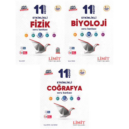 Limit 2027 11. Sınıf Fizik + Biyoloji + Coğrafya Soru Bankası Seti 3 Kitap Maarif Model
