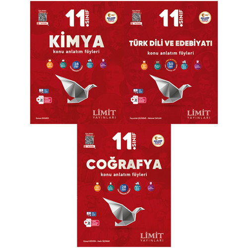 Limit 2027 11. Sınıf Kimya + Türk Dili Ve Edebiyatı + Coğrafya Konu Anlatım Föyleri Seti 3 Kitap Maarif Model
