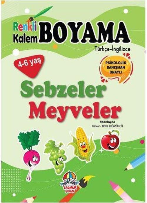Sebzeler Meyveler - Renkli Kalem Boyama