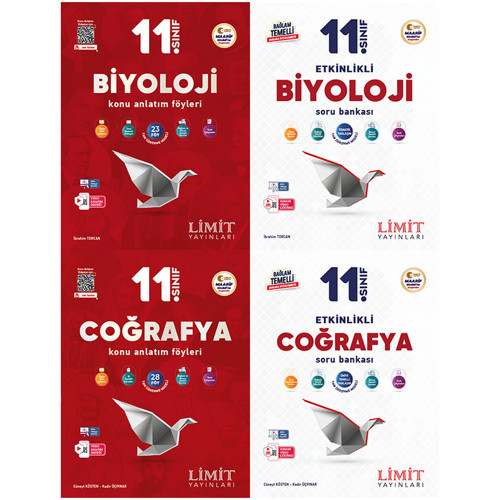 Limit 2027 11. Sınıf Biyoloji + Coğrafya Konu Anlatım Föyleri + Soru Bankası Seti 4 Kitap Maarif Model