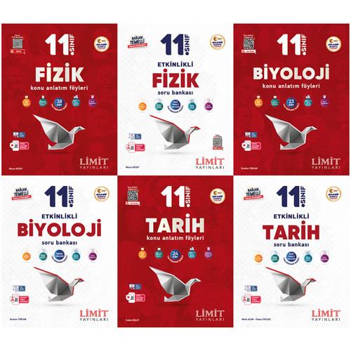 Limit 2027 11. Sınıf Fizik + Biyoloji + Tarih Konu Anlatım Föyleri + Soru Bankası Seti 6 Kitap Maarif Model