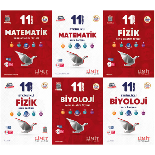 Limit 2027 11. Sınıf Matematik + Fizik + Biyoloji Konu Anlatım Föyleri + Soru Bankası Seti 6 Kitap Maarif Model