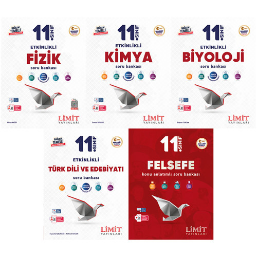 Limit 2027 11. Sınıf Fizik + Kimya + Biyoloji + Türk Dili Ve Edebiyatı + Felsefe Soru Bankası Seti 5 Kitap Maarif Model