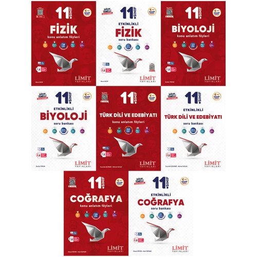 Limit 2027 11. Sınıf Fizik + Biyoloji + Türk Dili Ve Edebiyatı + Coğrafya Konu Anlatım Föyleri + Soru Bankası Seti 8 Kit