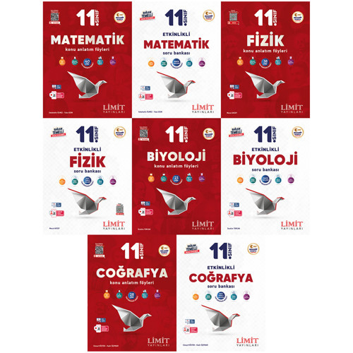Limit 2027 11. Sınıf Matematik + Fizik + Biyoloji + Coğrafya Konu Anlatım Föyleri + Soru Bankası Seti 8 Kitap Maarif Mod