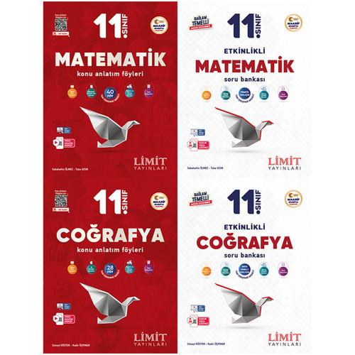 Limit 2027 11. Sınıf Matematik + Coğrafya Konu Anlatım Föyleri + Soru Bankası Seti 4 Kitap Maarif Model