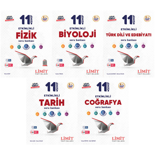 Limit 2027 11. Sınıf Fizik + Biyoloji + Türk Dili Ve Edebiyatı + Tarih + Coğrafya Soru Bankası Seti 5 Kitap Maarif Model