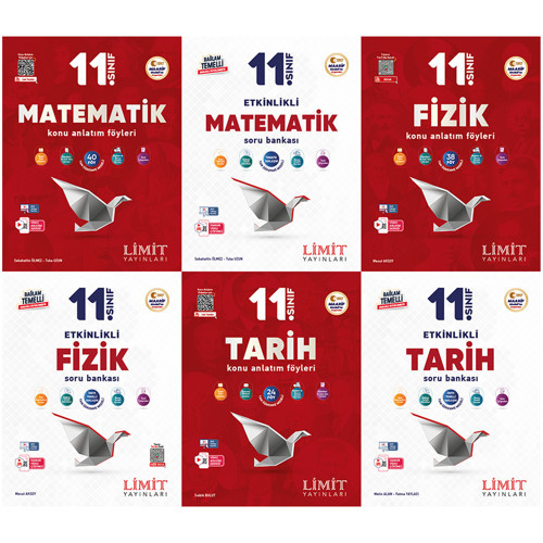 Limit 2027 11. Sınıf Matematik + Fizik + Tarih Konu Anlatım Föyleri + Soru Bankası Seti 6 Kitap Maarif Model