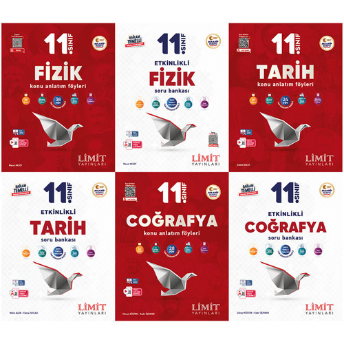 Limit 2027 11. Sınıf Fizik + Tarih + Coğrafya Konu Anlatım Föyleri + Soru Bankası Seti 6 Kitap Maarif Model