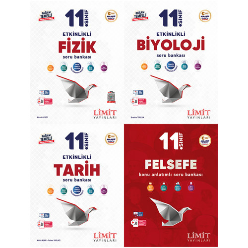 Limit 2027 11. Sınıf Fizik + Biyoloji + Tarih + Felsefe Soru Bankası Seti 4 Kitap Maarif Model