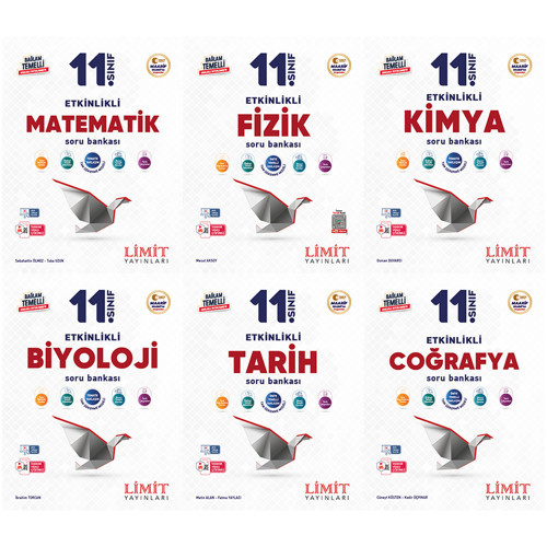 Limit 2027 11. Sınıf Matematik + Fizik + Kimya + Biyoloji + Tarih + Coğrafya Soru Bankası Seti 6 Kitap Maarif Model