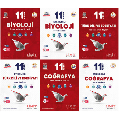 Limit 2027 11. Sınıf Biyoloji + Türk Dili Ve Edebiyatı + Coğrafya Konu Anlatım Föyleri + Soru Bankası Seti 6 Kitap Maari