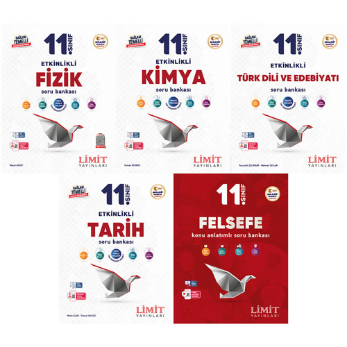 Limit 2027 11. Sınıf Fizik + Kimya + Türk Dili Ve Edebiyatı + Tarih + Felsefe Soru Bankası Seti 5 Kitap Maarif Model